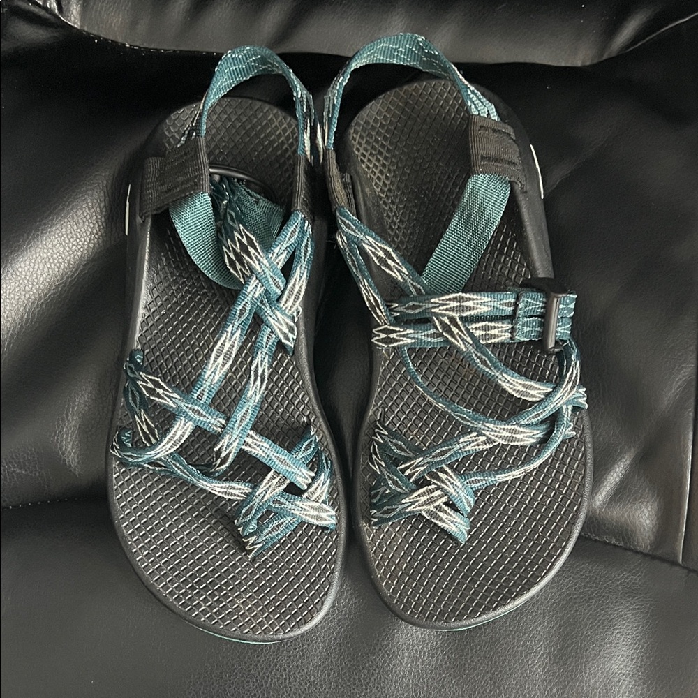 Chaco Black and Teal Strappy Sandals